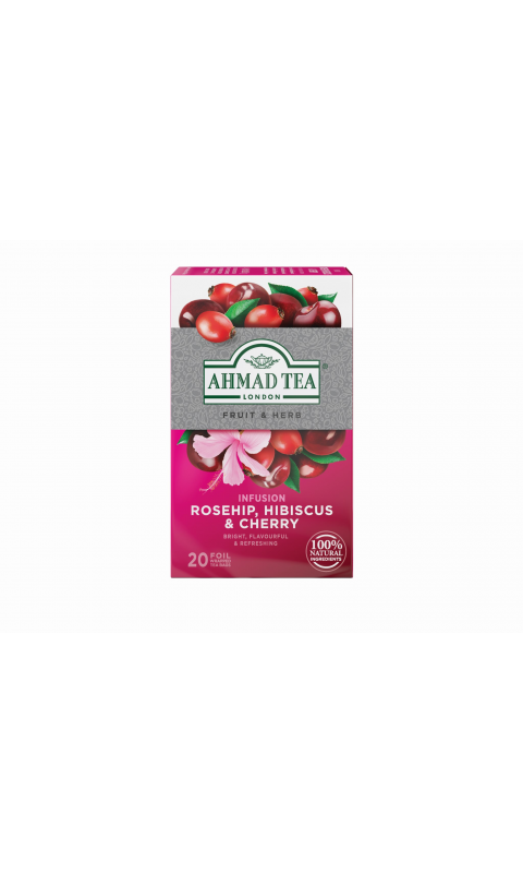 Infusão de Rosa Mosqueta, Hibisco & Cereja - Saquetas Ahmad Tea