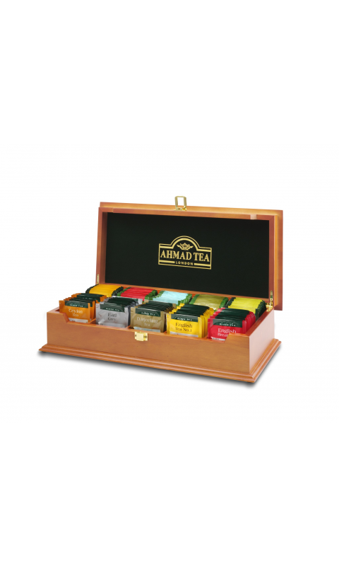 Ahmad Tea Assortment of Teabags and Fruit Infusion in Wooden Box
